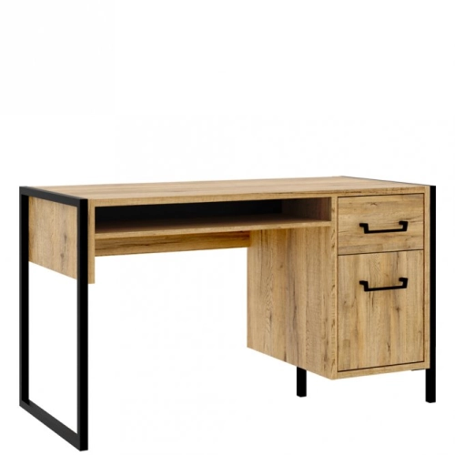 Biurko loftowe 130x60 cm z półką, szufladą i szafką